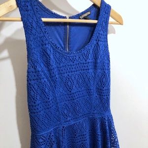 Express Blue Eyelet Skater Dress